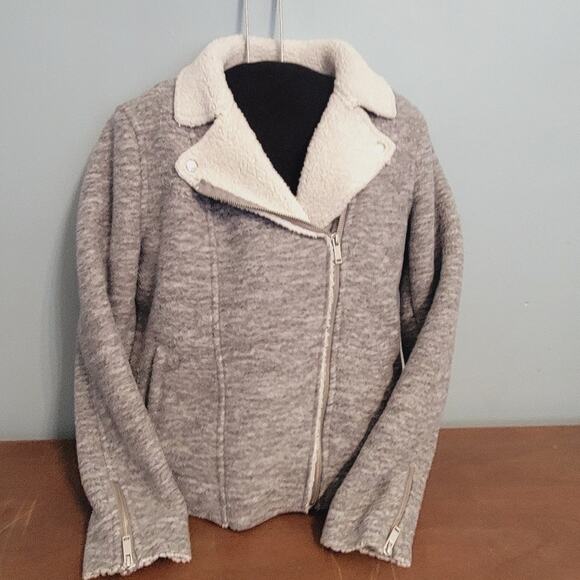 Old Navy Thick & Cozy Sherpa-Lined Zip Pilot Jacket Light Heather Size Medium - Picture 1 of 3